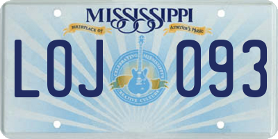 MS license plate LOJ093