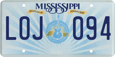 MS license plate LOJ094