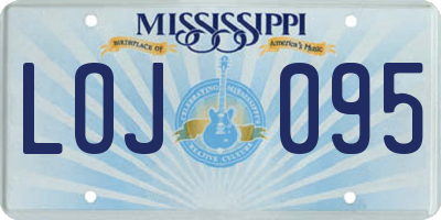 MS license plate LOJ095