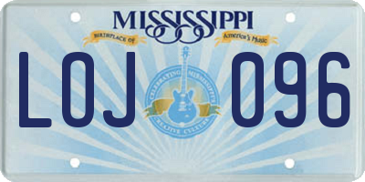 MS license plate LOJ096