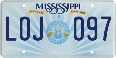 MS license plate LOJ097