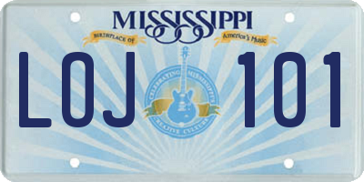 MS license plate LOJ101