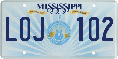 MS license plate LOJ102
