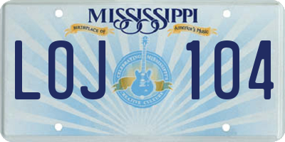 MS license plate LOJ104