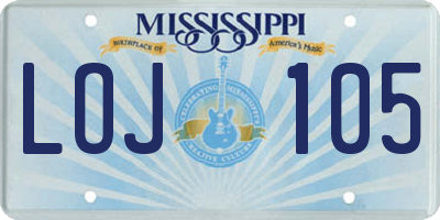 MS license plate LOJ105