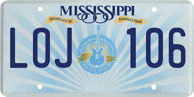 MS license plate LOJ106