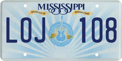 MS license plate LOJ108