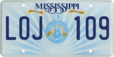 MS license plate LOJ109