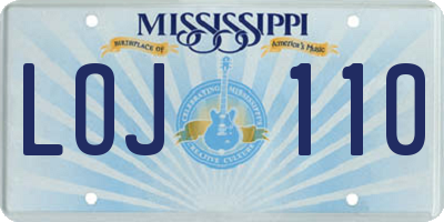 MS license plate LOJ110