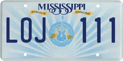 MS license plate LOJ111