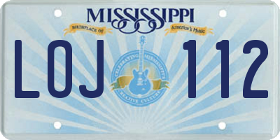 MS license plate LOJ112