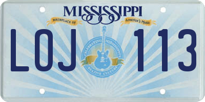 MS license plate LOJ113