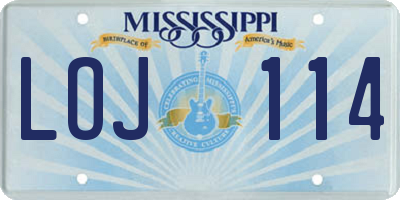 MS license plate LOJ114