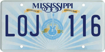 MS license plate LOJ116