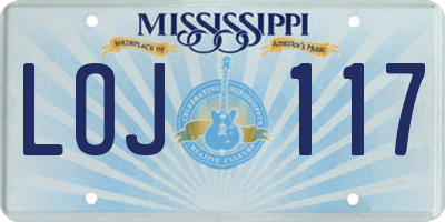 MS license plate LOJ117