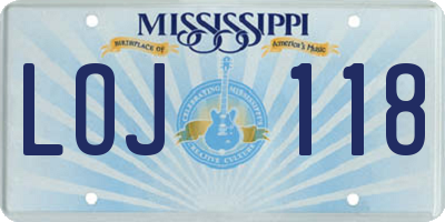 MS license plate LOJ118