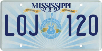 MS license plate LOJ120