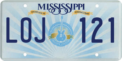 MS license plate LOJ121
