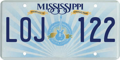 MS license plate LOJ122
