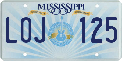 MS license plate LOJ125