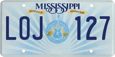 MS license plate LOJ127