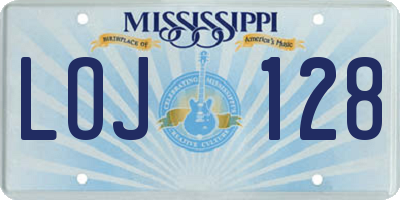MS license plate LOJ128