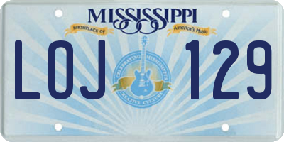 MS license plate LOJ129