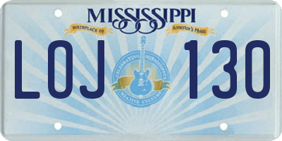 MS license plate LOJ130