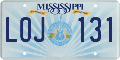 MS license plate LOJ131