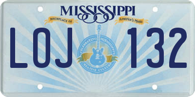 MS license plate LOJ132