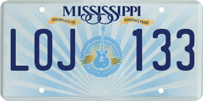 MS license plate LOJ133