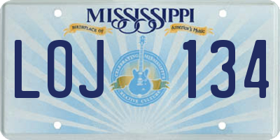 MS license plate LOJ134