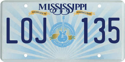 MS license plate LOJ135