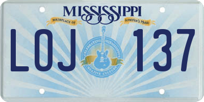 MS license plate LOJ137