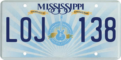MS license plate LOJ138