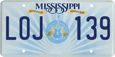 MS license plate LOJ139