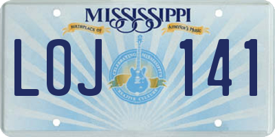 MS license plate LOJ141