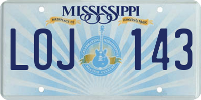 MS license plate LOJ143