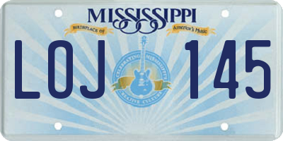 MS license plate LOJ145