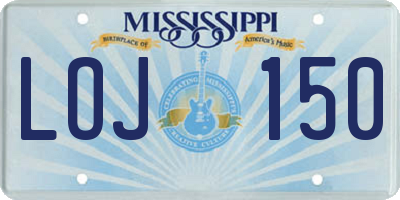MS license plate LOJ150