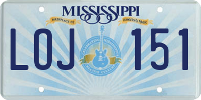 MS license plate LOJ151