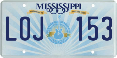 MS license plate LOJ153