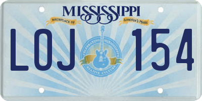 MS license plate LOJ154
