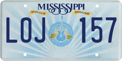 MS license plate LOJ157