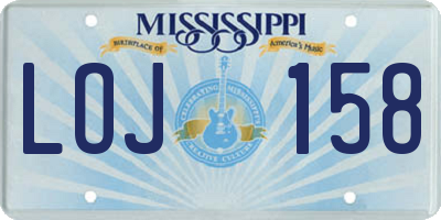 MS license plate LOJ158