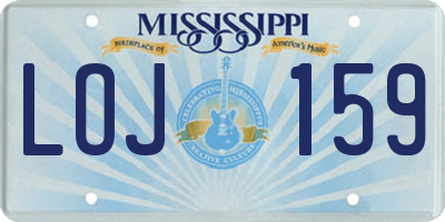 MS license plate LOJ159