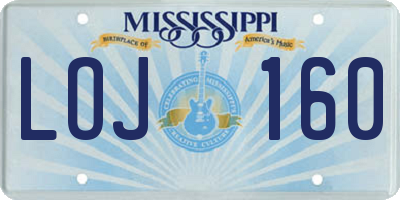 MS license plate LOJ160