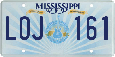 MS license plate LOJ161