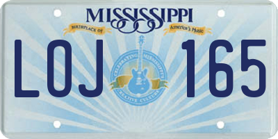 MS license plate LOJ165