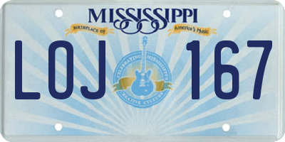 MS license plate LOJ167